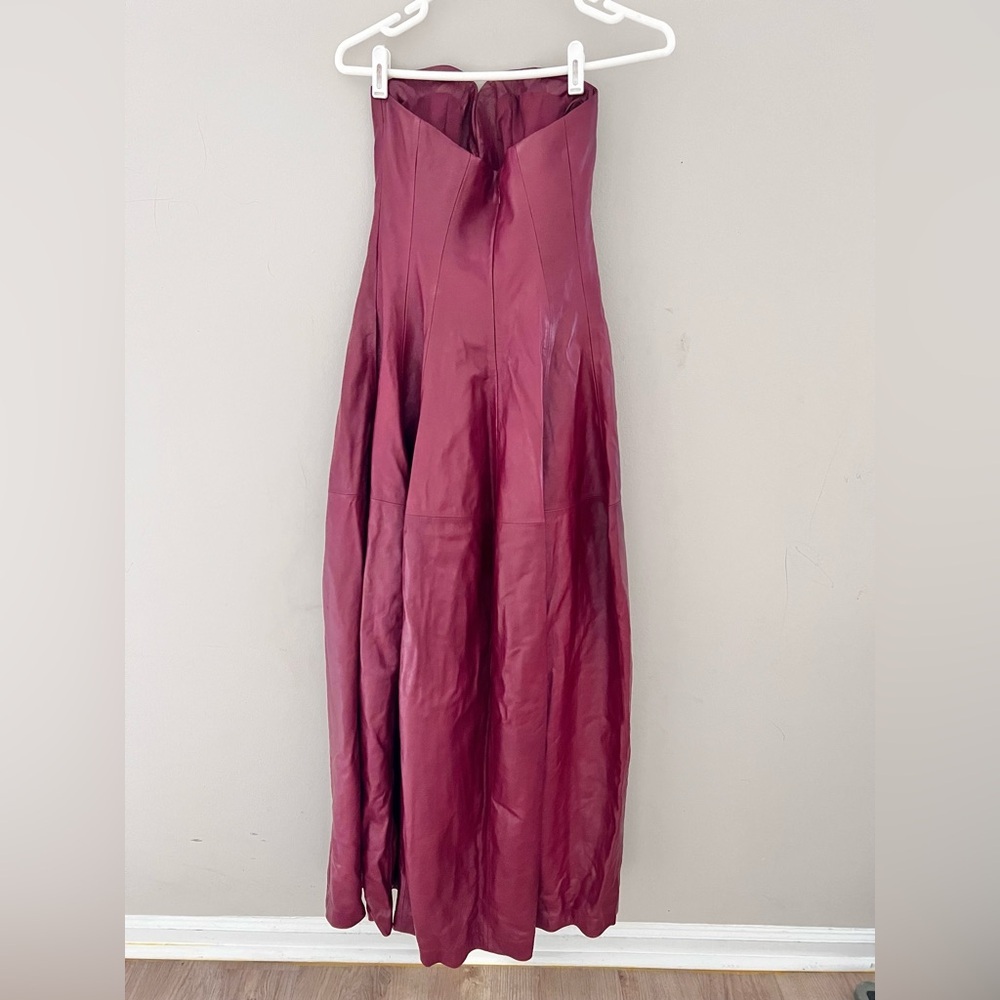 SIMKHAI Carrington Bustier Lambskin Gown In Cranberry ASO Taraji Size XS RUNWAY. - Picture 7 of 12